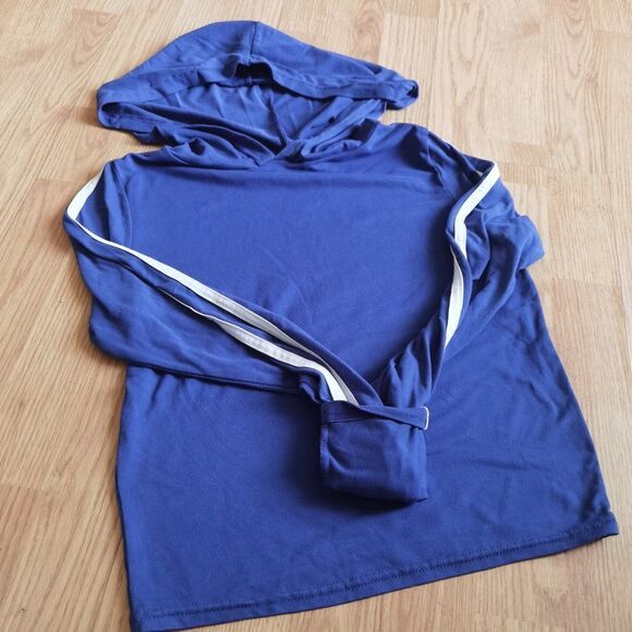 Matching Sweatsuit Hoodie Leggings Blue Side Stripe Set Track 90s Sexy - Picture 3 of 5